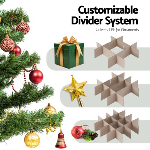 Jingle Jollys Christmas Baubles Storage Box 64 Dividers Xmas Ornaments Container - Image 6