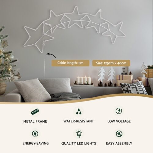 1.25M Christmas Lights Motif 560 LED Rope Light Outdoor Decoration Jingle Jollys - Image 4