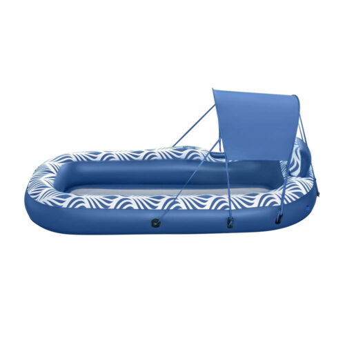 Bestway Inflatable Floating Float Lounger with Sunshade Canopy 1.98Mx1.12M Blue - Image 2
