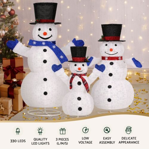 3 PCS Christmas Lights 330 LED Fairy Light Snowman Decorations Jingle Jollys - Image 4