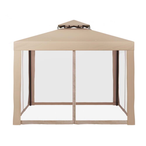 Instahut Gazebo Marquee 3m Outdoor Event Tent Camping Party Mesh Wall Canopy Brown - Image 3