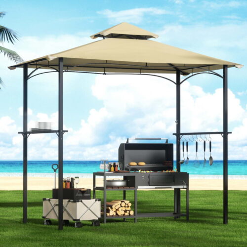 Instahut Gazebo Outdoor Patio Marquee BBQ Grill Shelter Garden Shade Hooks Beige - Image 7