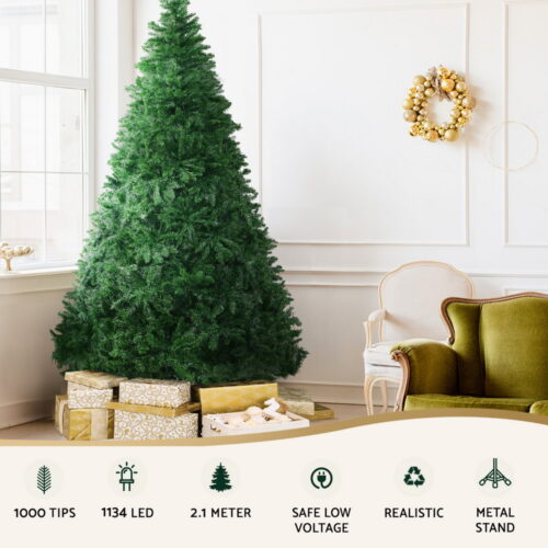 Jingle Jollys Christmas Tree 2.1m Xmas Tree Decoration 8 Light Mode Multi Colour - Image 4