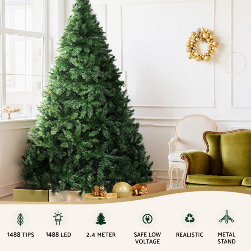 Jingle Jollys Christmas Tree 2.4m Xmas Tree Decorations 1488 LED Lights Decor - Image 4
