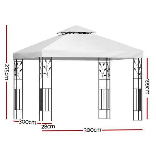 Instahut Gazebo 3x3m Marquee Outdoor Wedding Party Event Tent Home Iron Art Shade White - Image 2