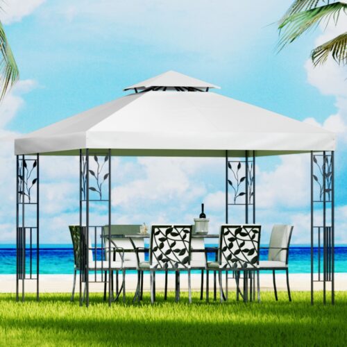 Instahut Gazebo 3x3m Marquee Outdoor Wedding Party Event Tent Home Iron Art Shade White - Image 7