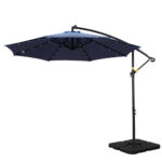 Instahut Outdoor Umbrella 3M Cantilever Beach LED with Base Garden Shade Patio Navy