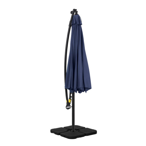 Instahut Outdoor Umbrella 3M Cantilever Beach LED with Base Garden Shade Patio Navy - Image 3