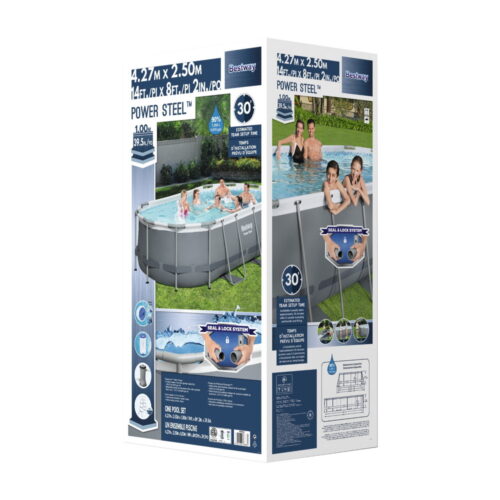 Bestway Swimming Pool 427x250x100cm Steel Frame Above Ground Pools Filter Pump Ladder 7250L - Image 3