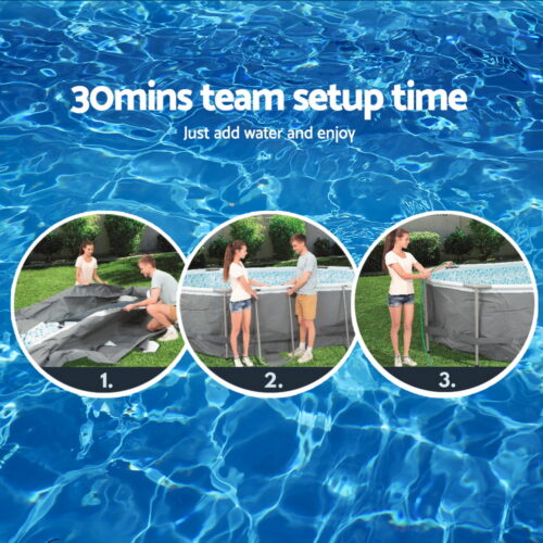 Bestway Swimming Pool 427x250x100cm Steel Frame Above Ground Pools Filter Pump Ladder 7250L - Image 6