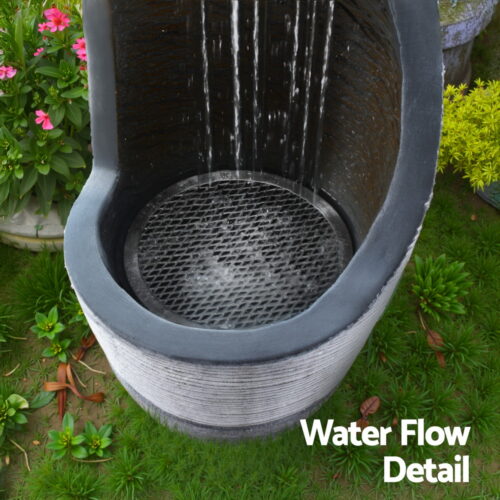 Gardeon Solar Fountain Water Feature Bird Bath Outdoor Garden Cascade 48CM Grey - Image 6