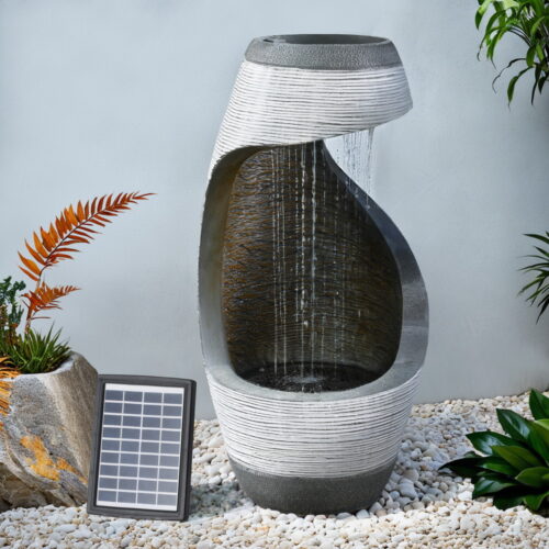 Gardeon Solar Fountain Water Feature Bird Bath Outdoor Garden Cascade 48CM Grey - Image 7