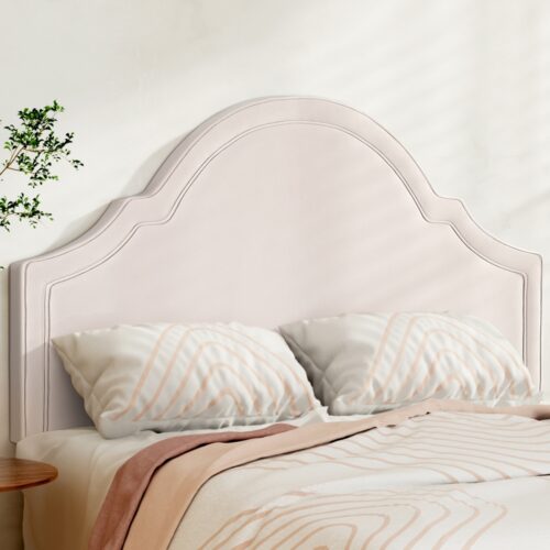 Artiss Bed Frame Bed Head Headboard Queen Velvet IRIS Beige - Image 7
