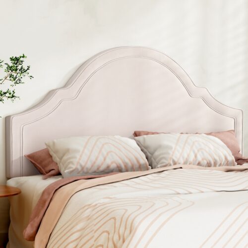 Artiss Bed Frame Bed Head Headboard King Velvet IRIS Beige - Image 7