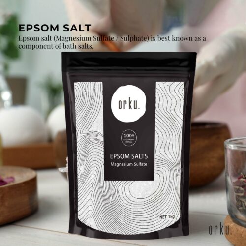 Orku 1Kg Epsom Salt Magnesium Sulphate Bath Salts Skin Body - Image 2