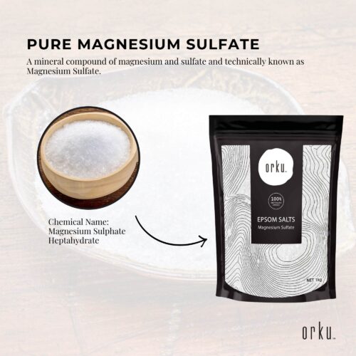 Orku 1Kg Epsom Salt Magnesium Sulphate Bath Salts Skin Body - Image 4