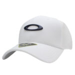 Oakley Tincan Cap Mens Size S/M Plain White Blue Logo Flex Fit Baseball Hat