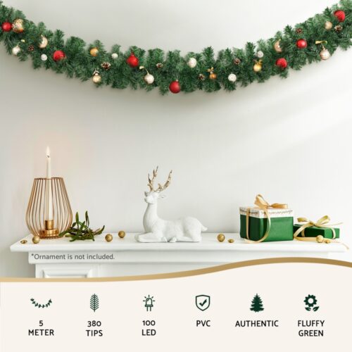 Jingle Jollys 5M Christmas Garland LED Lights Party Xmas Decorations 380 TIPS - Image 4