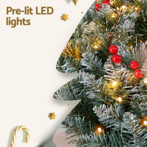 Jingle Jollys 60cm Christmas Wreath LED Lights Snowy Berries Garland Party Decor - Image 6