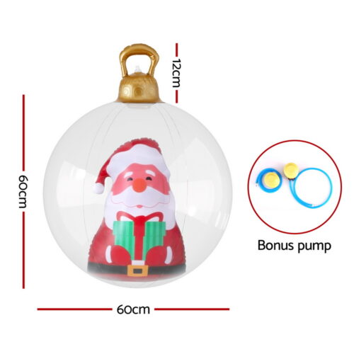 Jingle Jollys Christmas Inflatable Ball 60cm Santa Decoration Giant Bauble Clear - Image 2