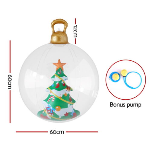 Jingle Jollys Christmas Inflatable Ball 60cm Tree Decoration Giant Bauble Clear - Image 2