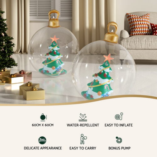 Jingle Jollys Christmas Inflatable Ball 60cm Tree Decoration Giant Bauble Clear - Image 4