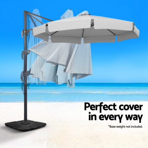 Instahut Outdoor Umbrella 3m Parasol Cantilever Stand Sun Roma 360 Degree Grey - Image 5