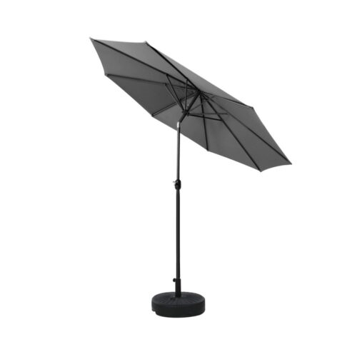 Instahut Outdoor Umbrella 2.7m Base Beach Pole Garden Tilt Sun Patio UV Charcoal - Image 3