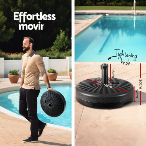 Instahut Outdoor Umbrella 2.7m Base Beach Pole Garden Tilt Sun Patio UV Charcoal - Image 6