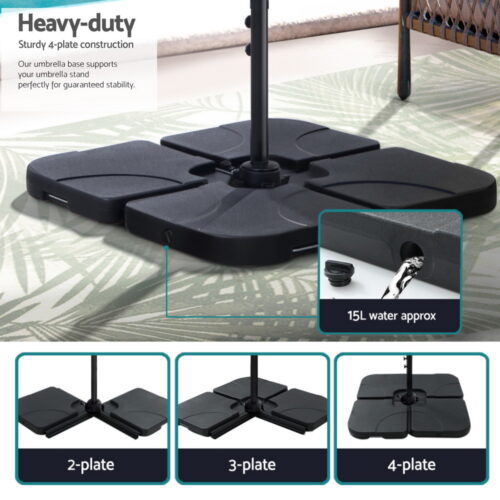 Instahut Outdoor Umbrella 3m Base Cantilever Beach Stand Sun Roma 360Degree Grey - Image 6