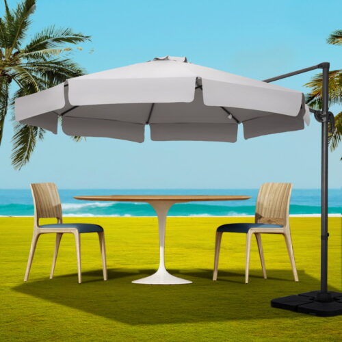 Instahut Outdoor Umbrella 3m Base Cantilever Beach Stand Sun Roma 360Degree Grey - Image 7