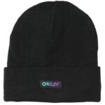 Oakley B1B Gradient Patch Beanie Blackout Fine Knit Warm Winter Mens Unisex Hat