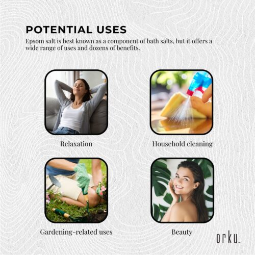 Orku 100g Epsom Salt USP Grade Magnesium Sulfate Body Bath Salts - Image 7