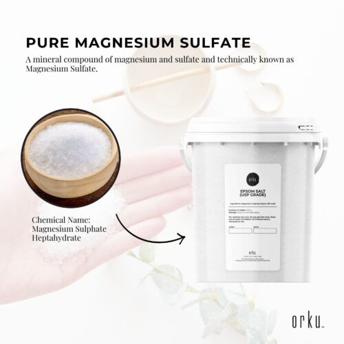 Orku 1.3Kg Epsom Salt Tub USP Grade Magnesium Sulfate Body Bath Salts - Image 5
