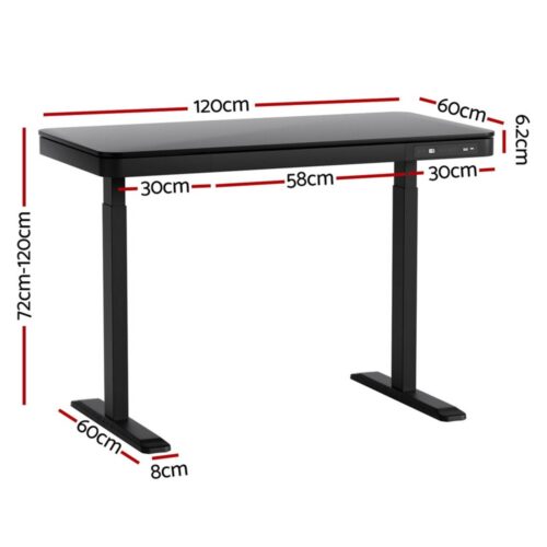 Artiss Standing Desk Motorised Electric Motor Drawer 120CM Black - Image 2