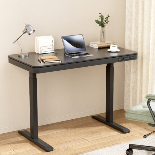Artiss Standing Desk Motorised Electric Motor Drawer 120CM Black - Image 7