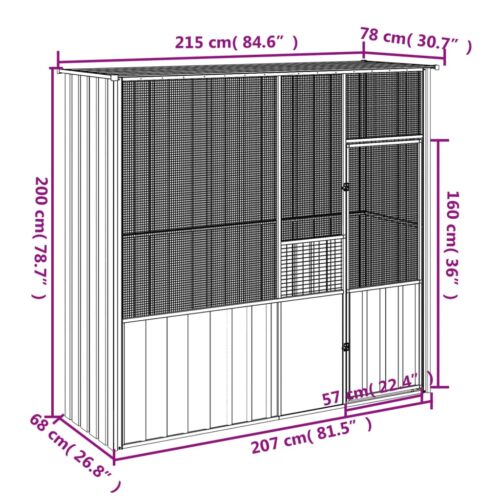 Bird Cage Anthracite 215x78x200cm Galvanised Steel - Image 6