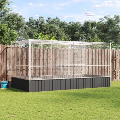 Aviary with Extension Silver 418x207x212cm Steel - Image 9