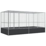 Aviary with Extension Silver 418x207x212cm Steel