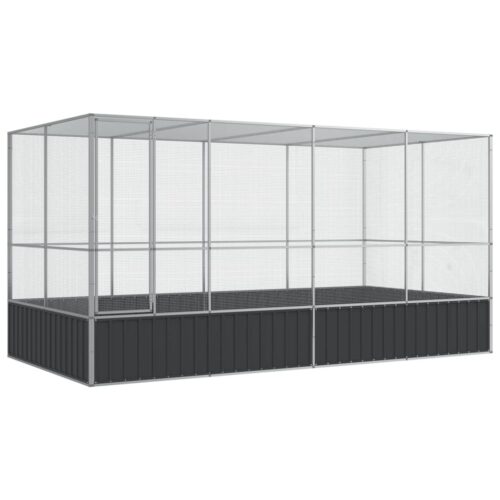 Aviary with Extension Silver 418x207x212cm Steel