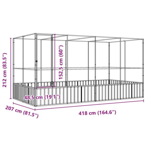 Aviary with Extension Silver 418x207x212cm Steel - Image 8