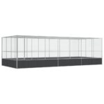 Aviary with Extension Silver 725x307x212cm Steel