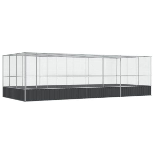 Aviary with Extension Silver 725x307x212cm Steel