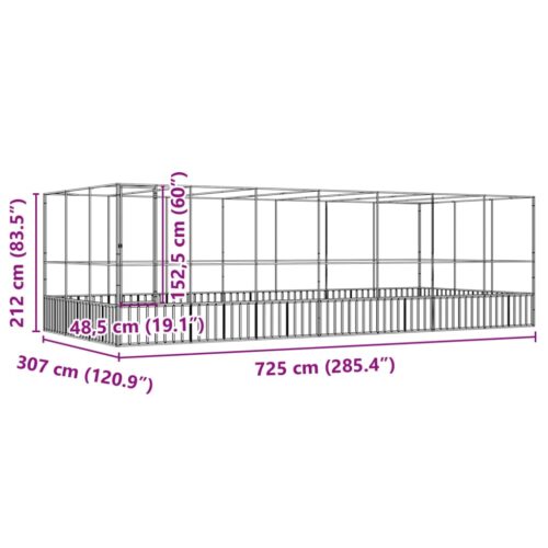 Aviary with Extension Silver 725x307x212cm Steel - Image 8