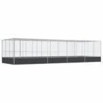Aviary with Extension Silver 932x307x212cm Steel