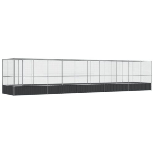 Aviary with Extension Silver 1039x207x212cm Steel