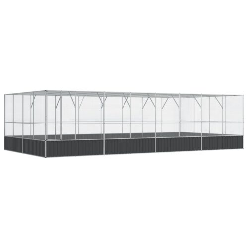 Aviary with Extension Silver 832x414x212cm Steel