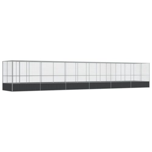 Aviary with Extension Silver 1246x207x212cm Steel