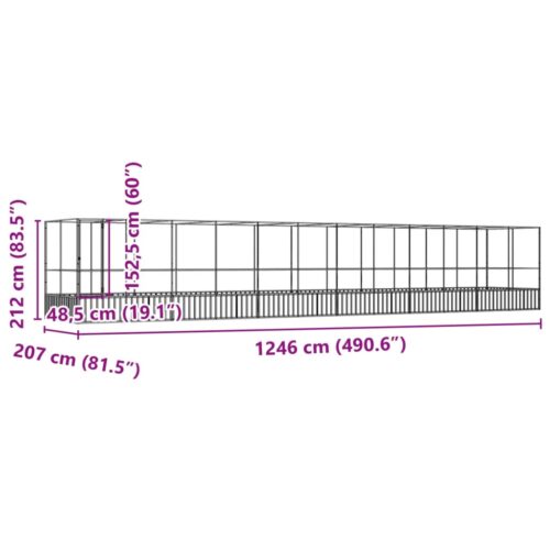 Aviary with Extension Silver 1246x207x212cm Steel - Image 8