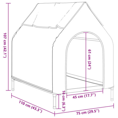 Dog House Light Grey Oxford Fabric Steel - Image 9